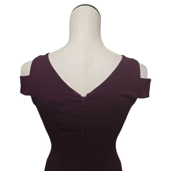 NWT‎ Halston Heritage Cold Shoulder Bodycon Dress Size XS Mesh Ponte Burgundy - Picture 10 of 12